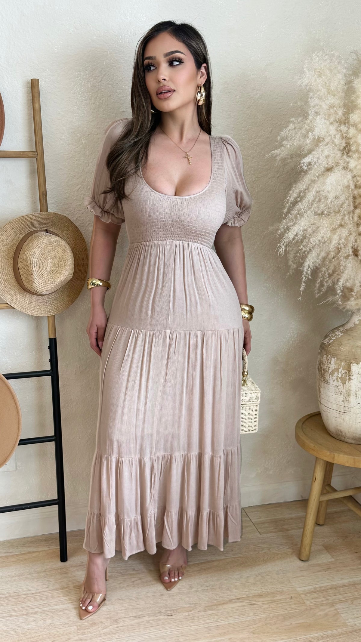 St. Barts Revirsable Maxi Dress (Taupe)