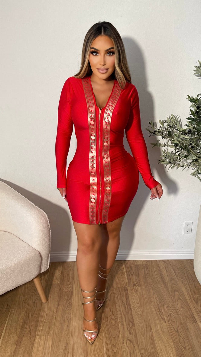 Fabulous Approach Midi Dress (Red)