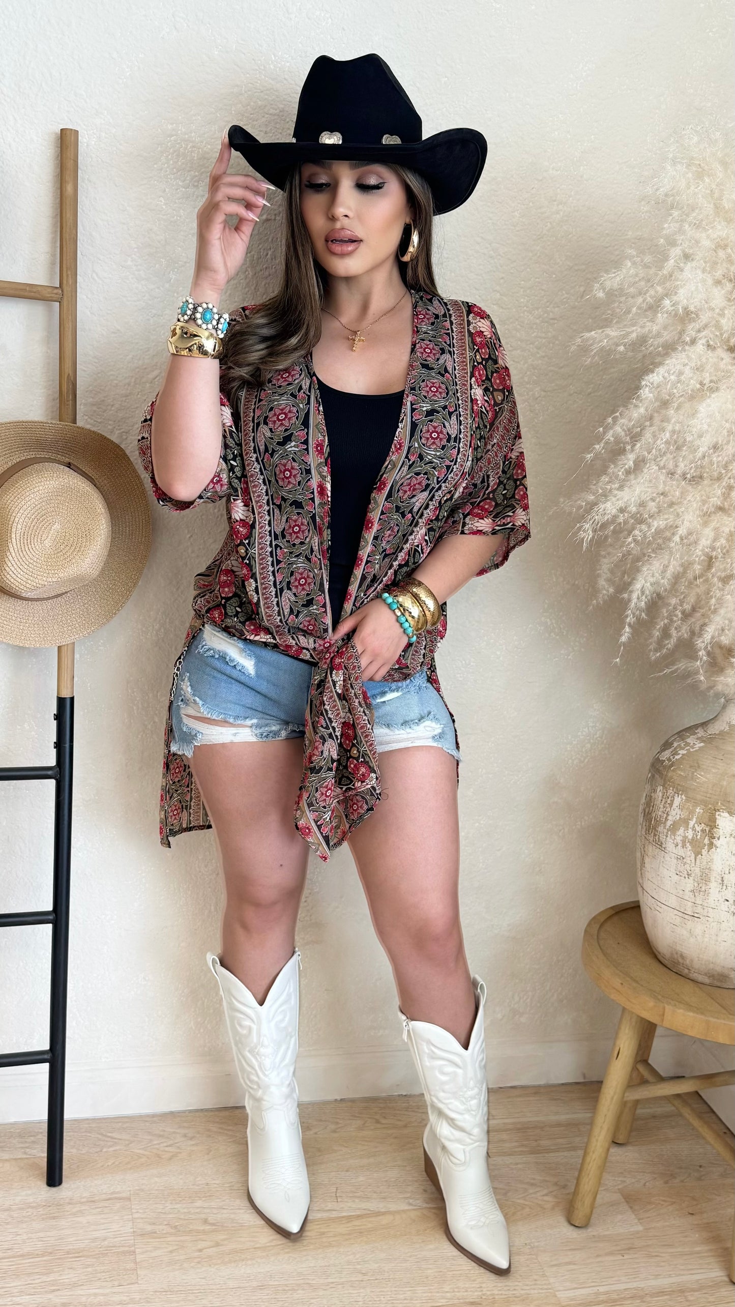 Throw Over Boho Cardigan (Black)