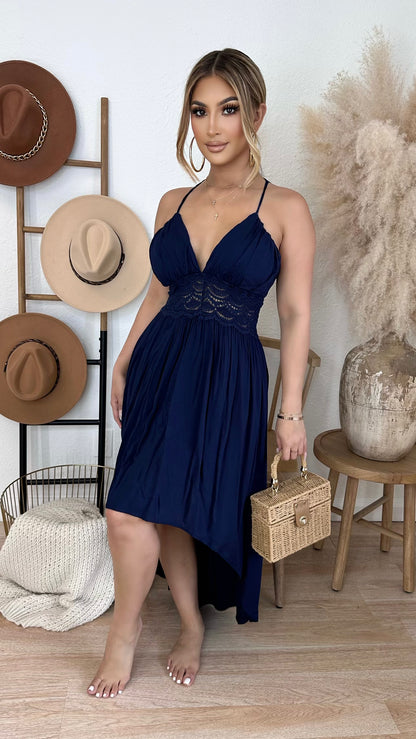 Alexis Hi-Low Dress (Navy)