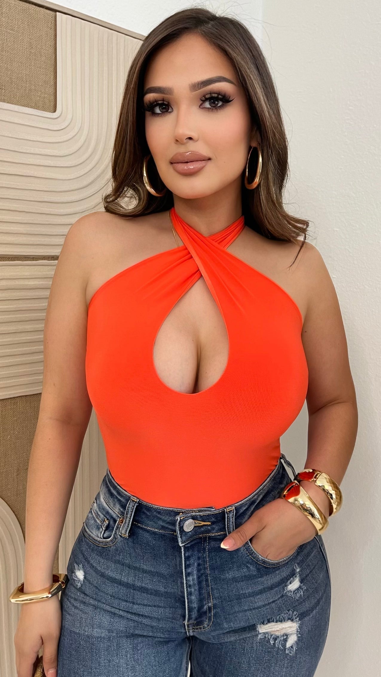 Heatwave Halter Bodysuit (Orange)