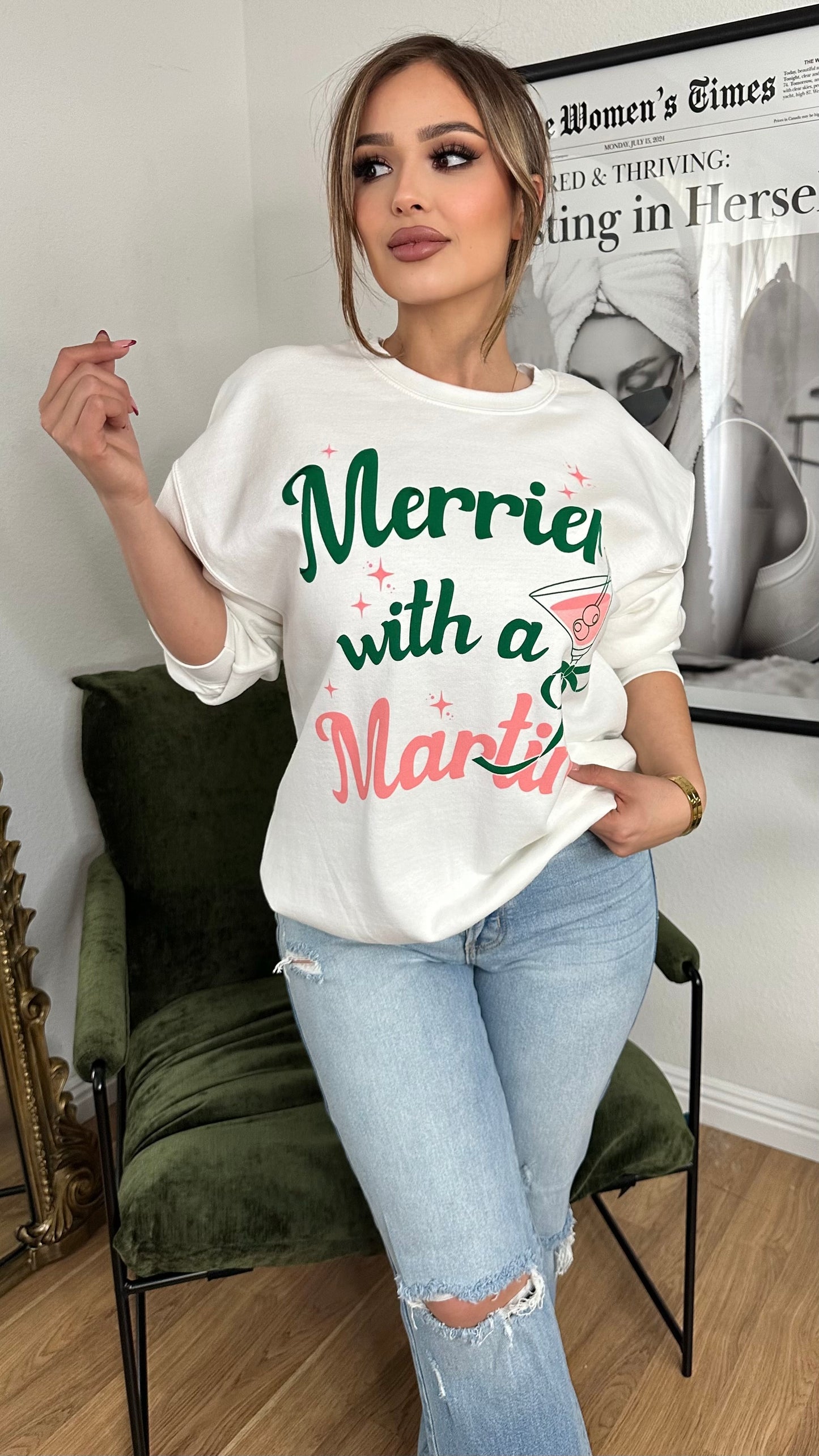 Merrier With a Martini Graphic Sweater