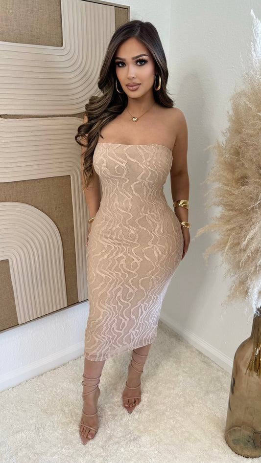 Nude Strapless Bodycon Dress