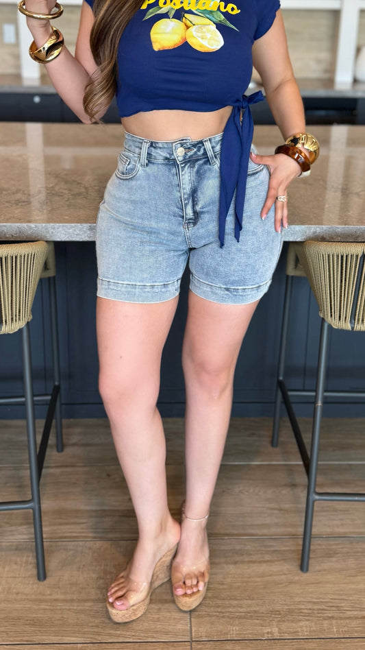 Nina Flattering Denim High Waist Shorts