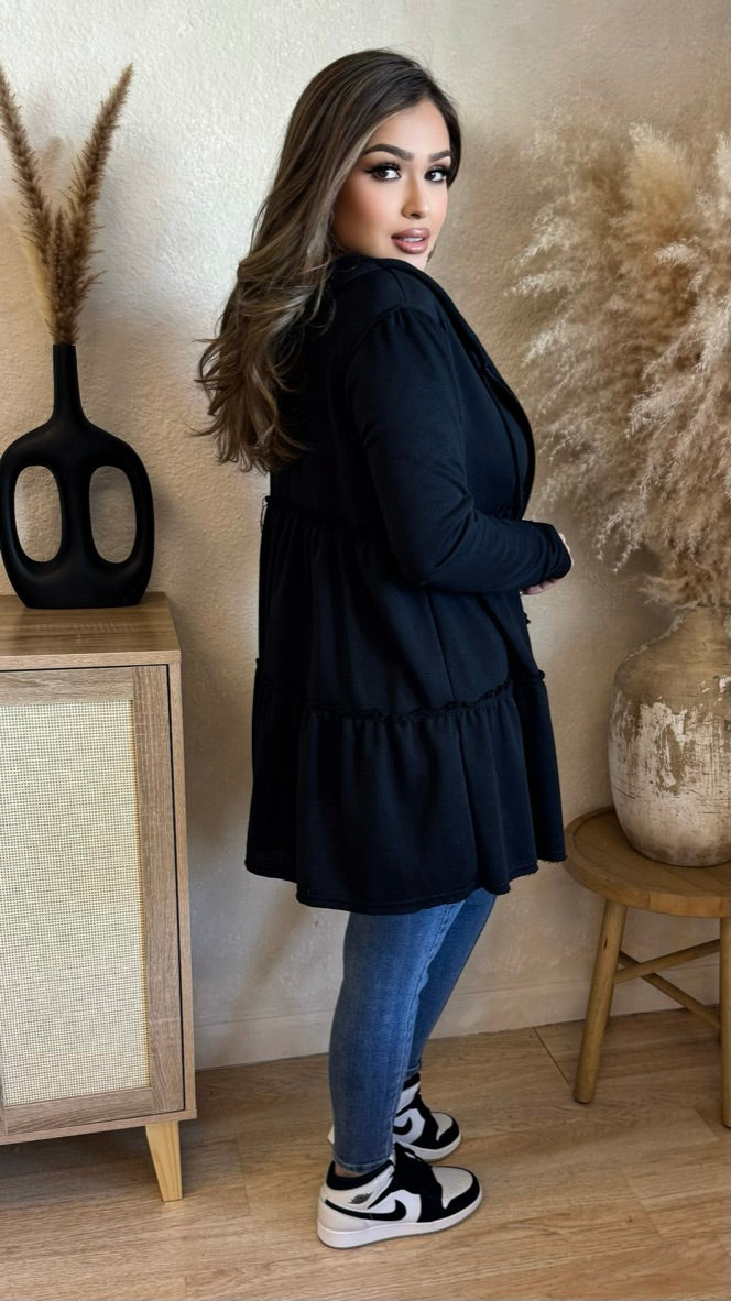 Danielle Zip Up Oversize Sweater (Black)