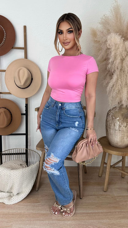 Moments To Remember Crop Top (Pink)