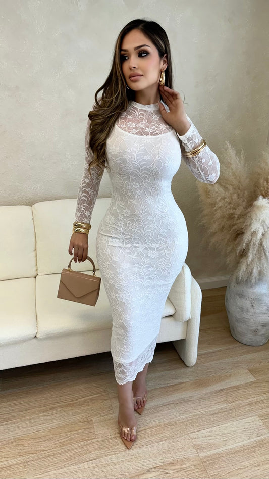 Azalea Lace Dress (White)