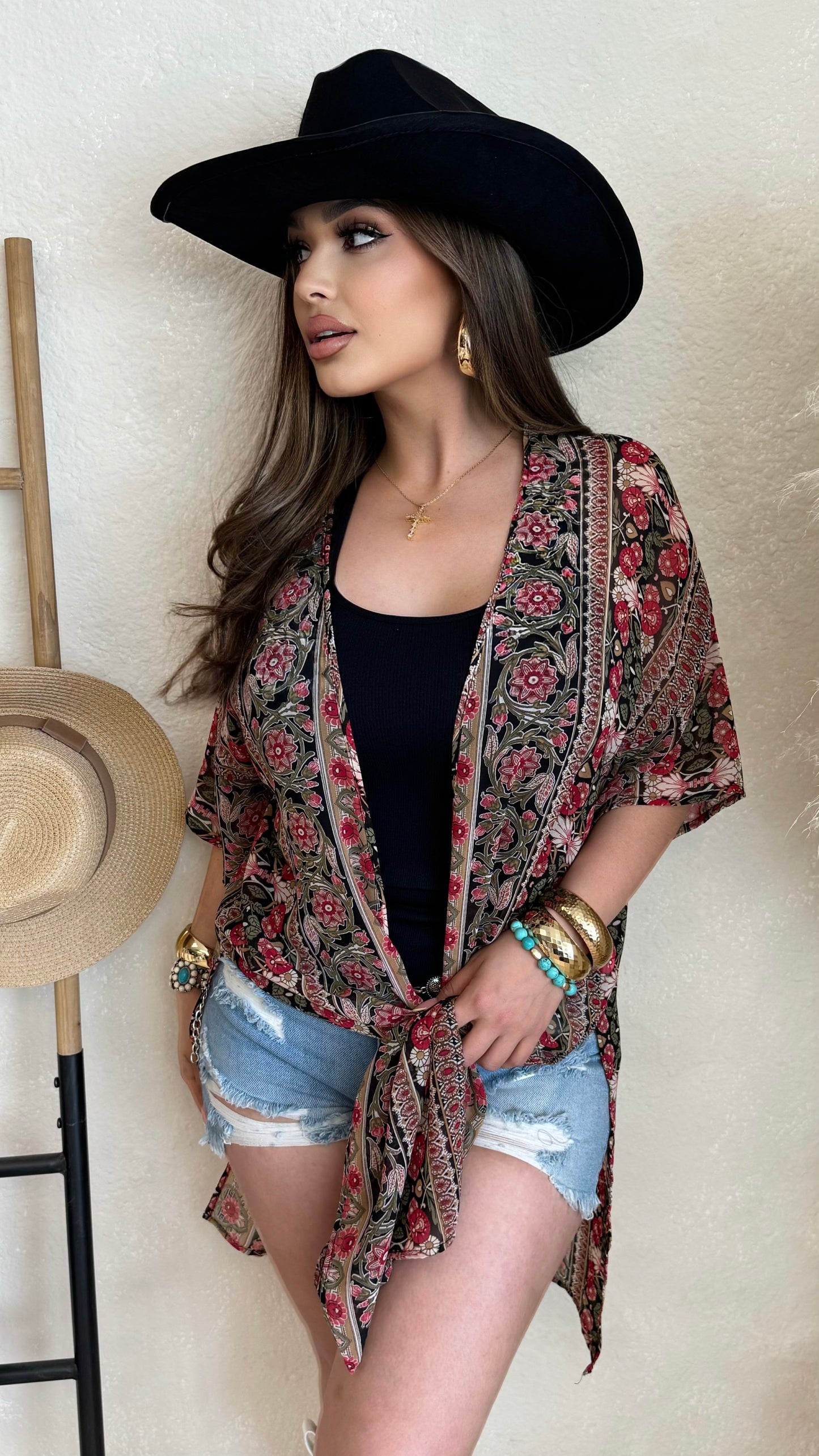 Throw Over Boho Cardigan (Black)