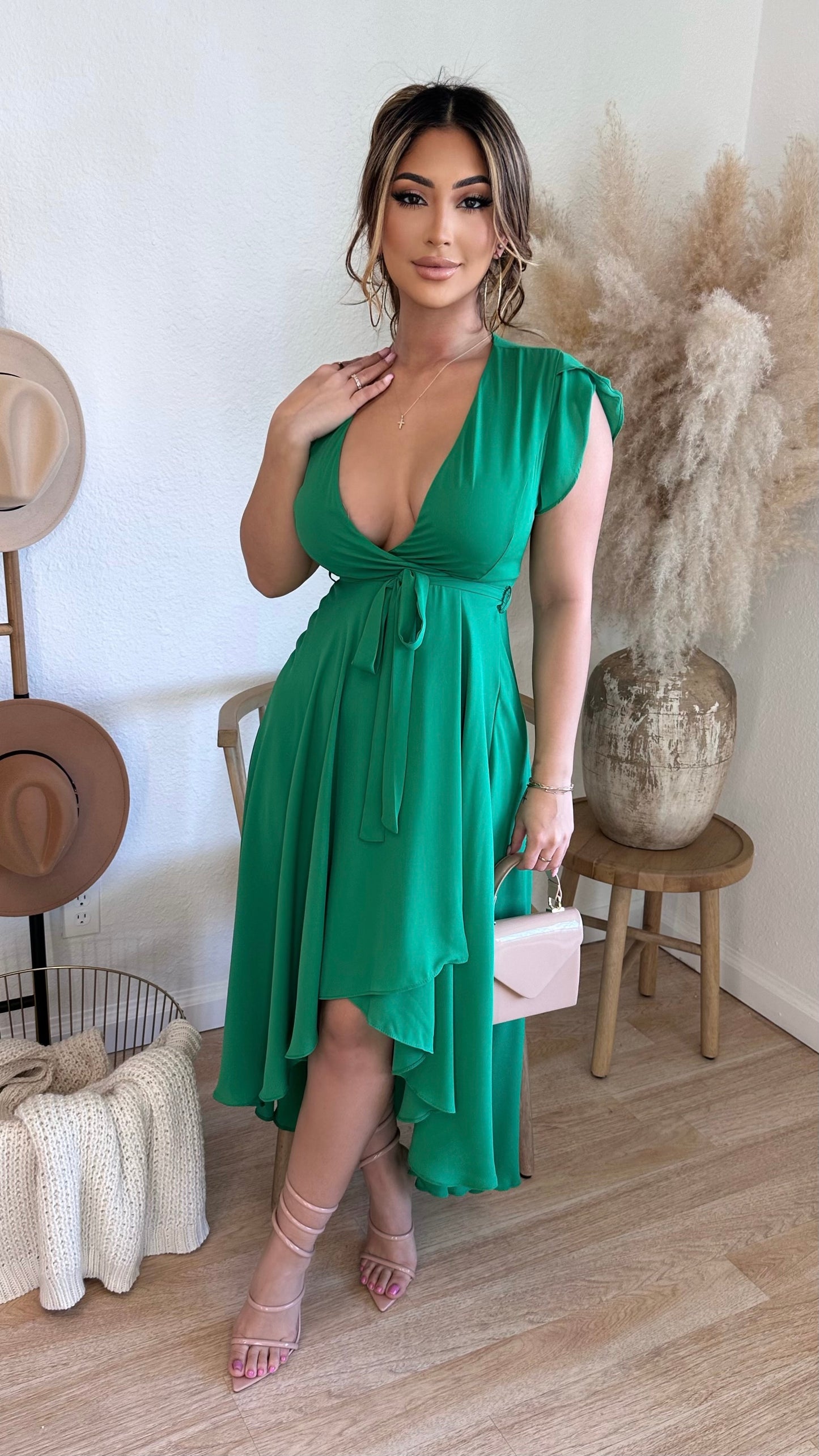 Monique Hi-Low Dress (Emerald Green)