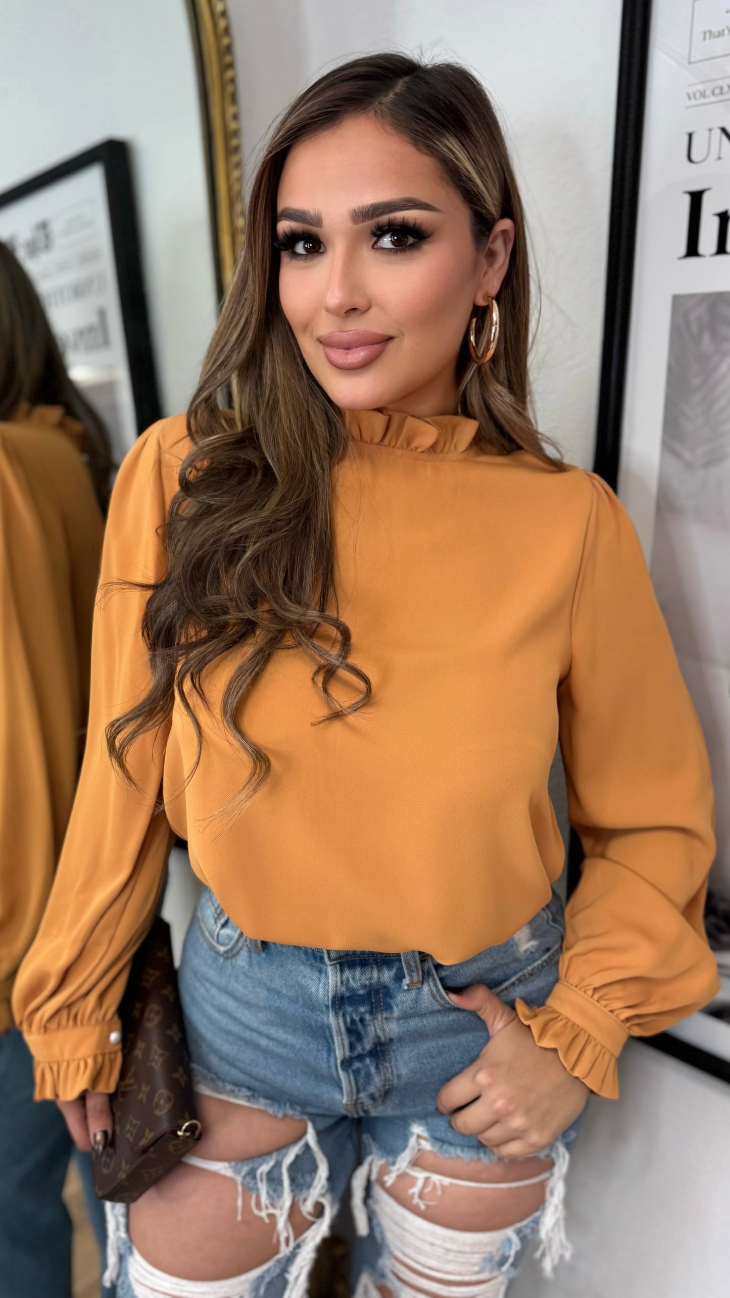 Golden Hour Ruffle Blouse (Mustard)
