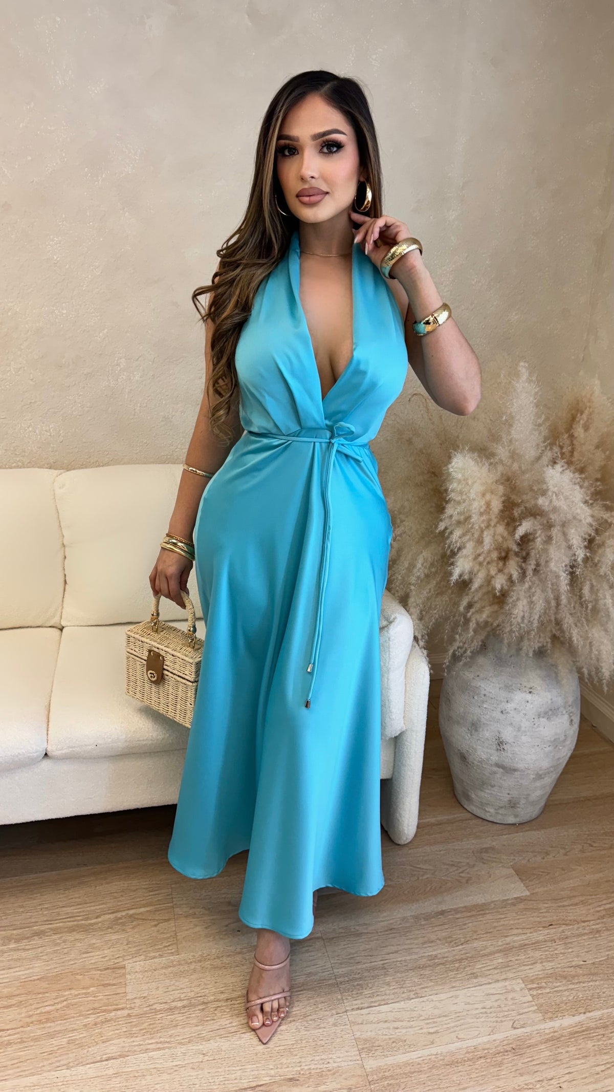 Kahlia Maxi Dress (Aqua)