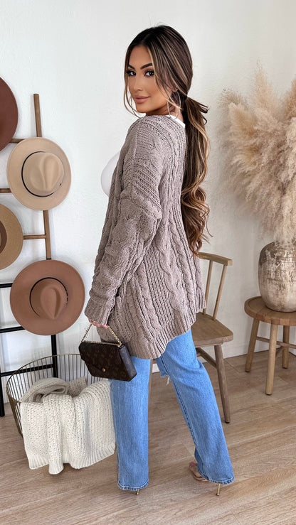 No Approval Needed Knit Cardigan (Taupe)