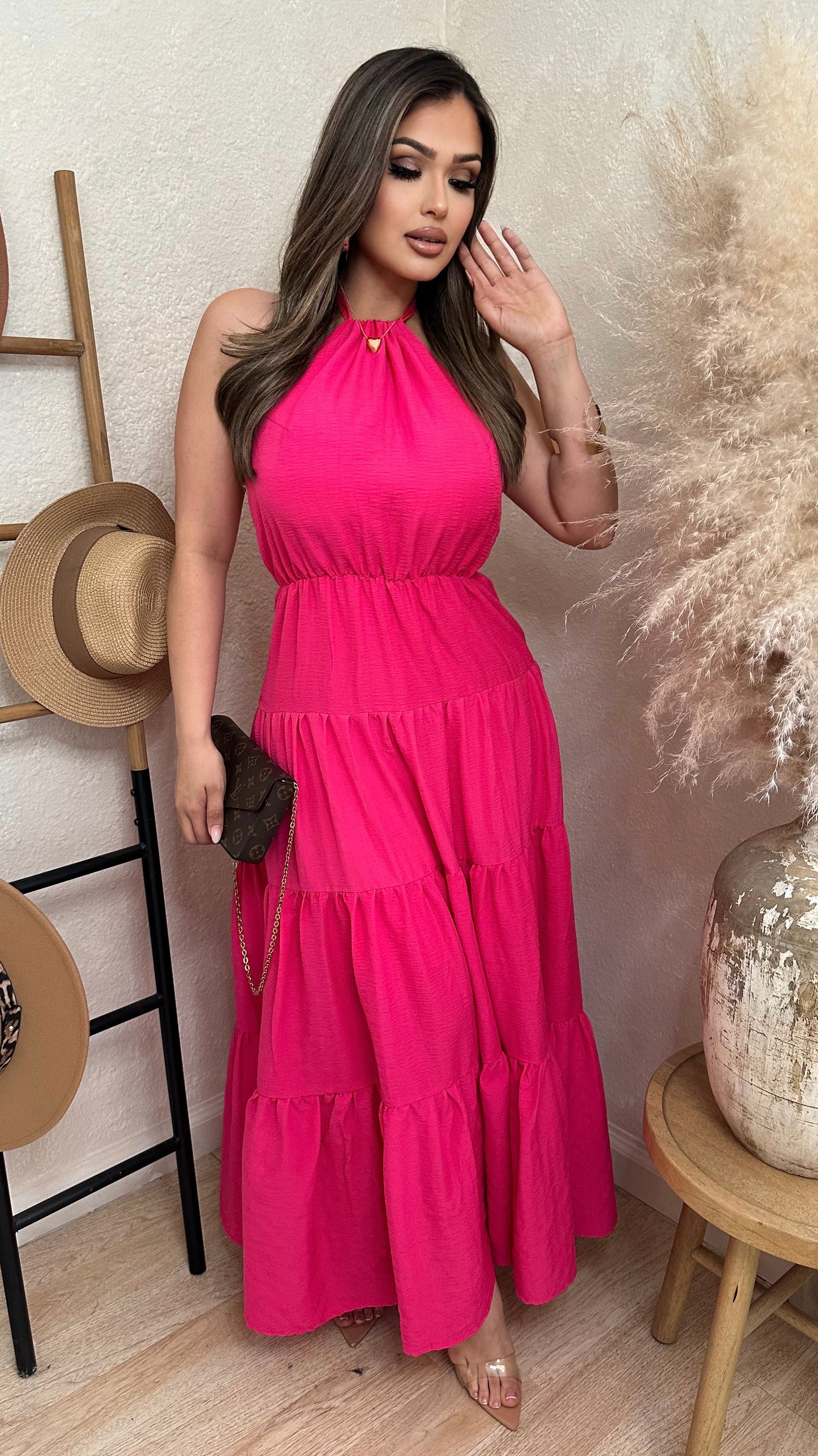 Bold and Beautiful Halter Maxi Dress