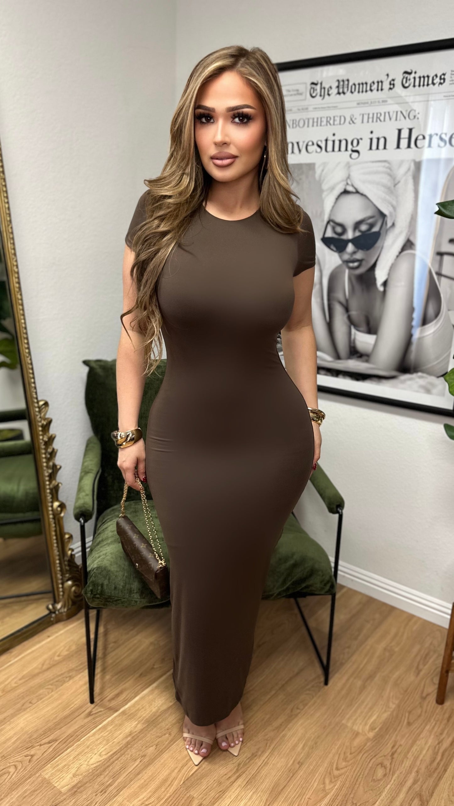 Crush Hour Sleek Dress (Brown)