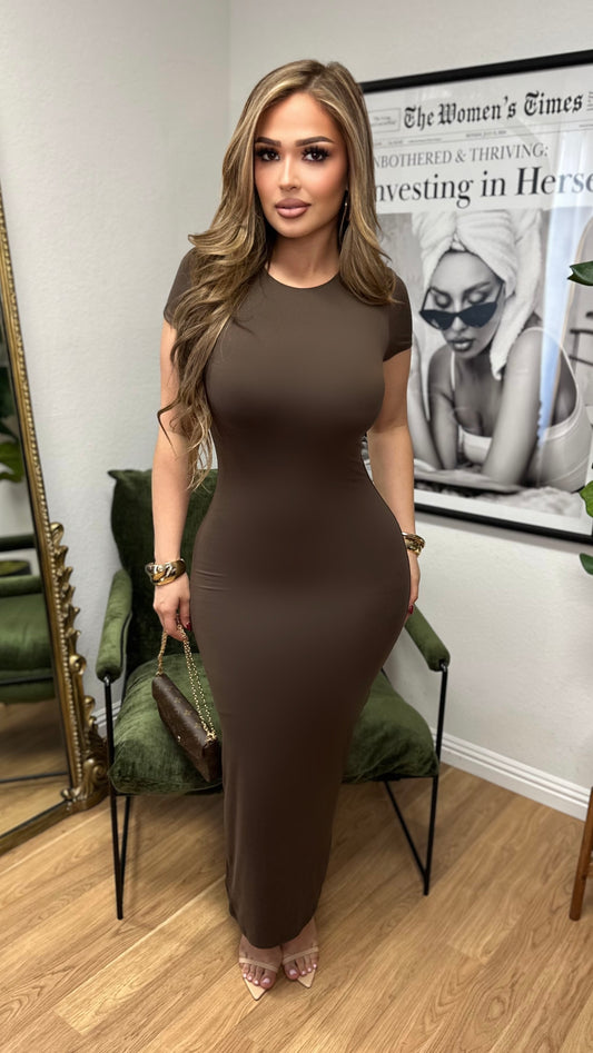 Crush Hour Sleek Dress (Brown)