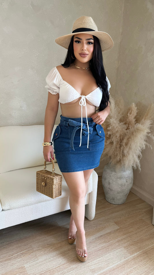 Now We Are Talking Denim Skirt (Medium Wash)