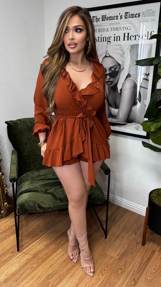 Not That Into You Short Romper (Rust)