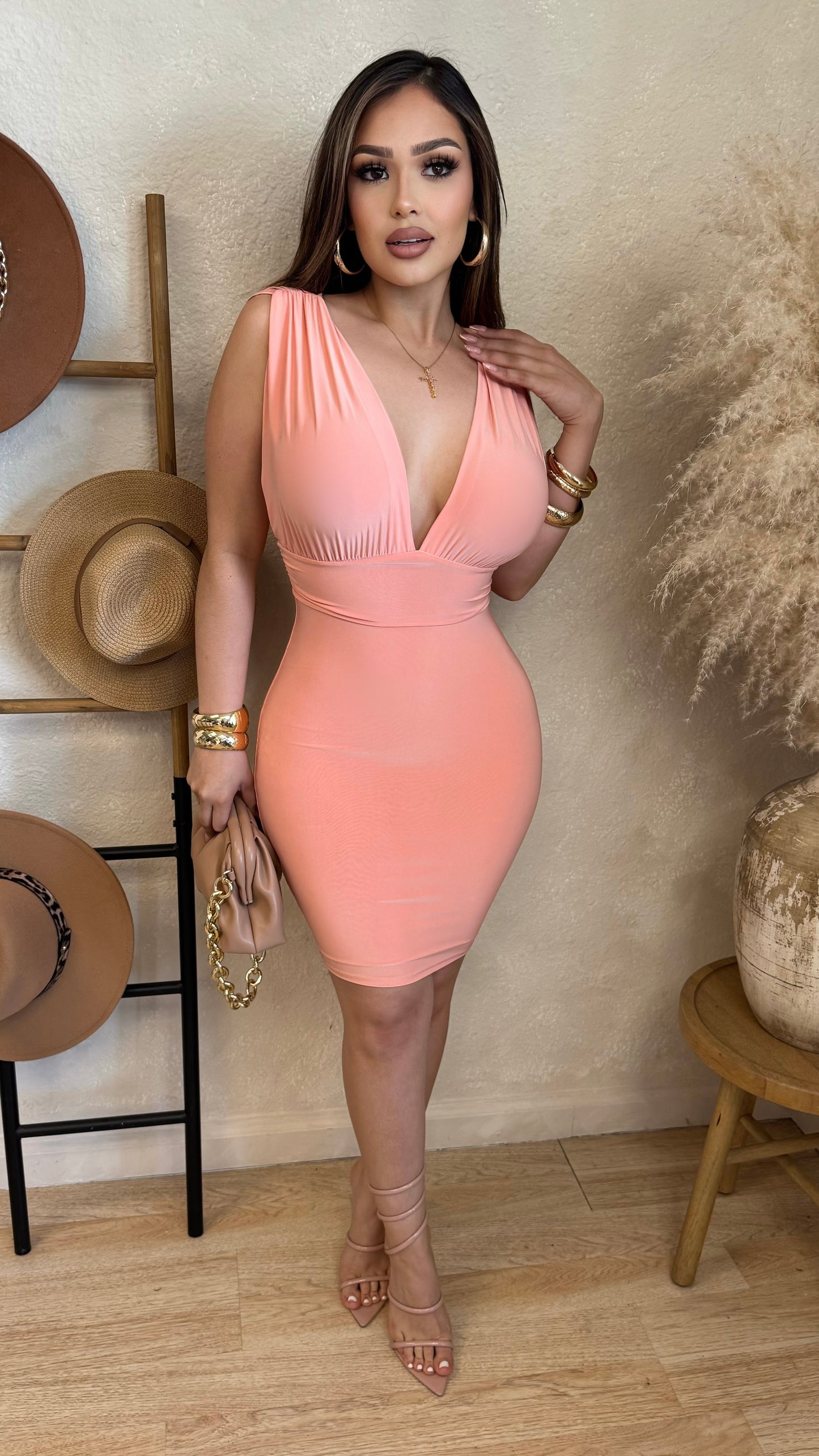 Upscale Attitude Midi Dress (Coral)
