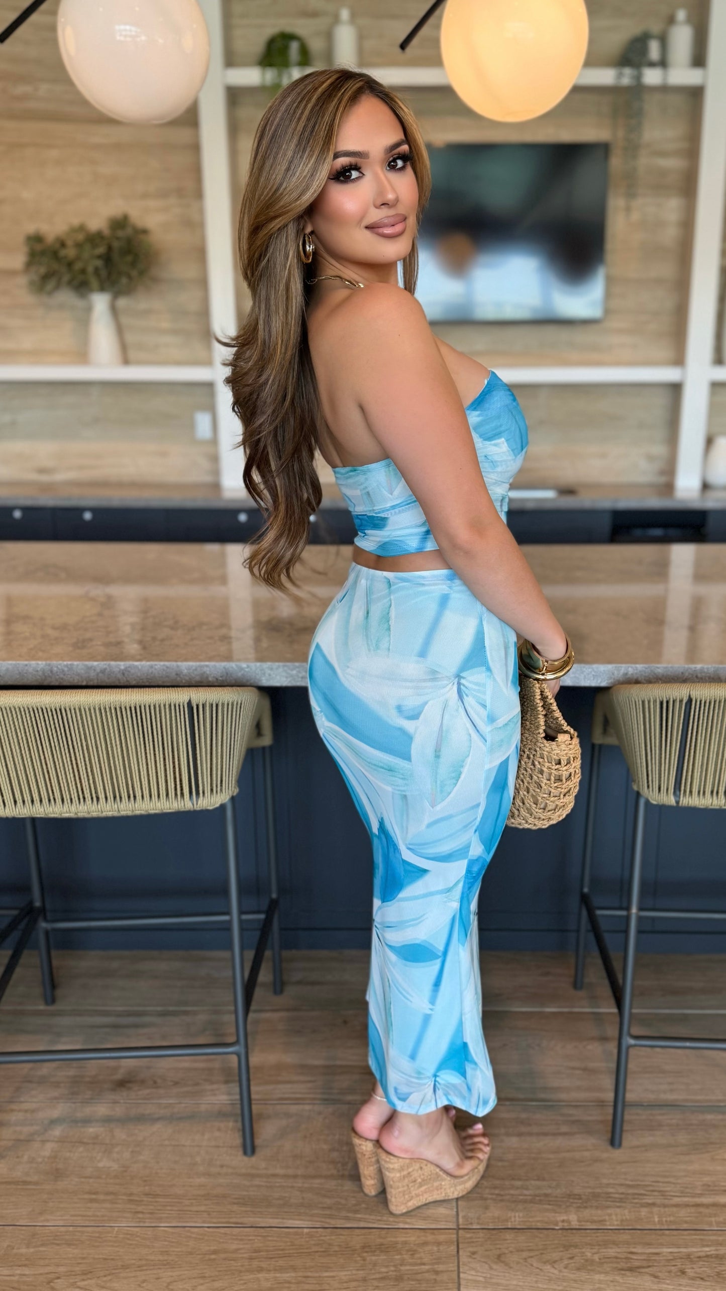 Oasis 2PC Skirt Set (Blue)