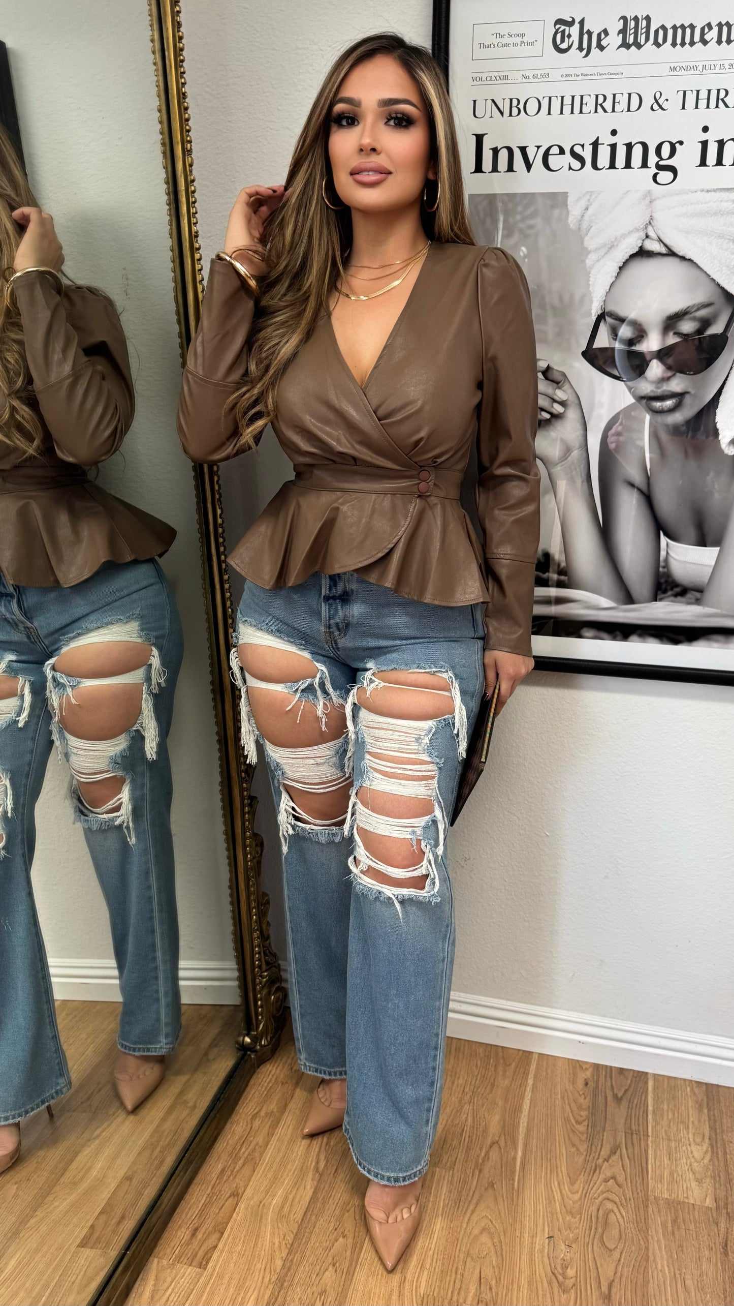 Muse Faux Leather Peplum Jacket