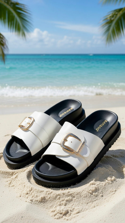 BoardWalk Slip In Sandal (White/Black)