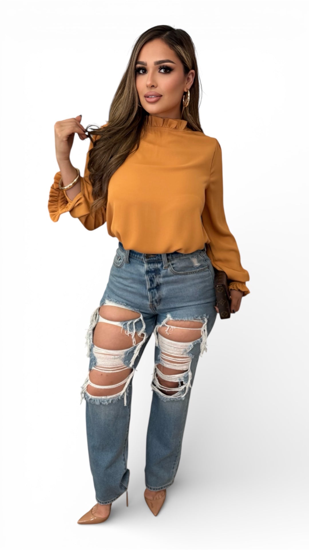 Golden Hour Ruffle Blouse (Mustard)
