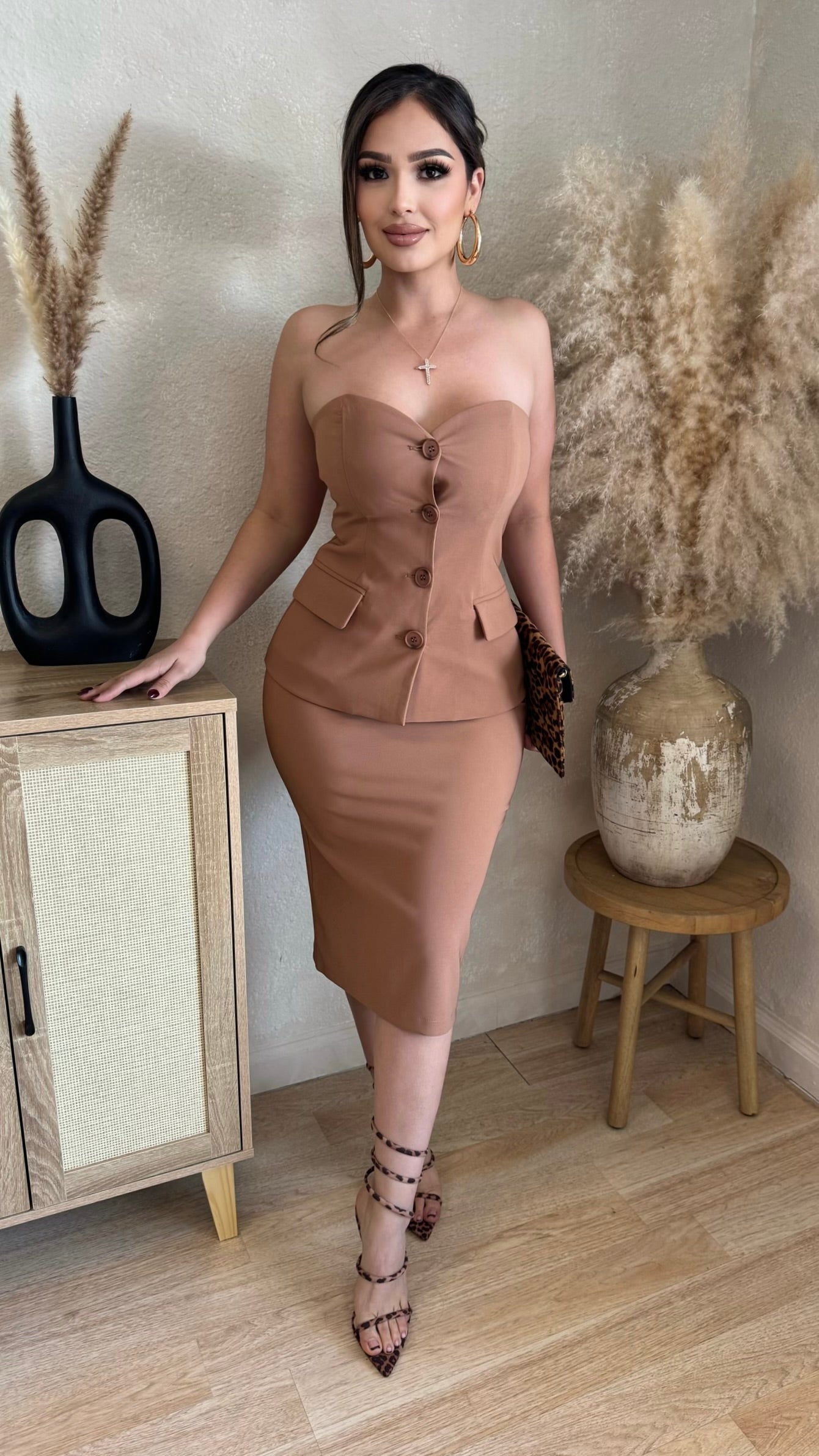Samaya 2Pc Skirt Set (Tan)