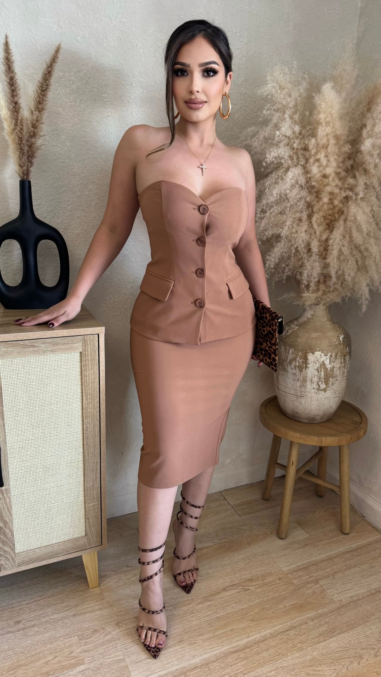 Samaya 2Pc Skirt Set (Tan)