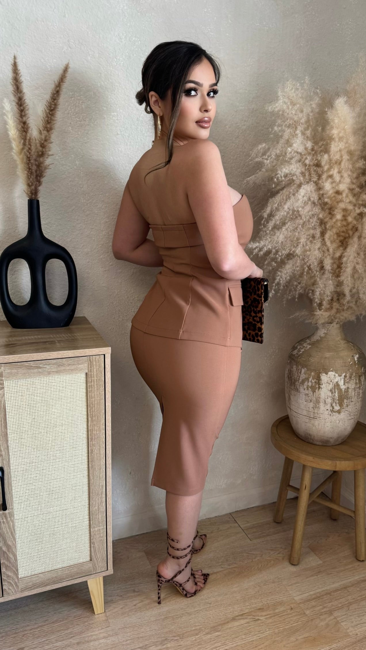 Samaya 2Pc Skirt Set (Tan)