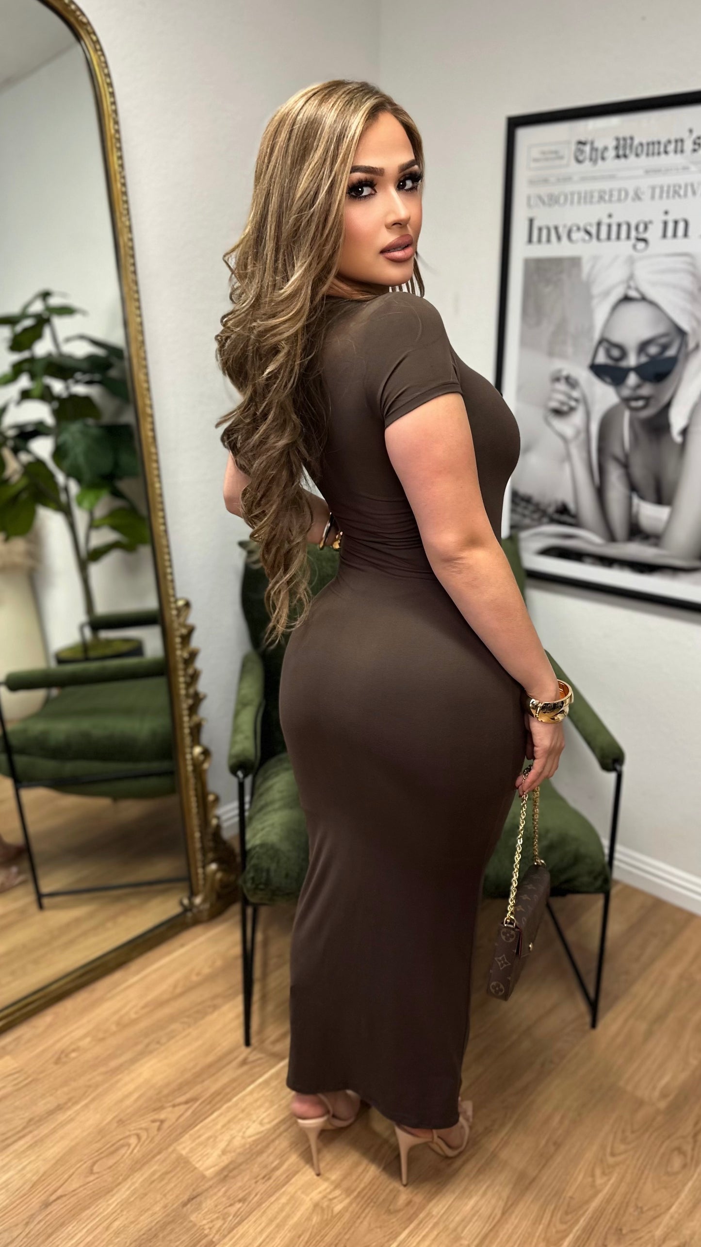 Crush Hour Sleek Dress (Brown)
