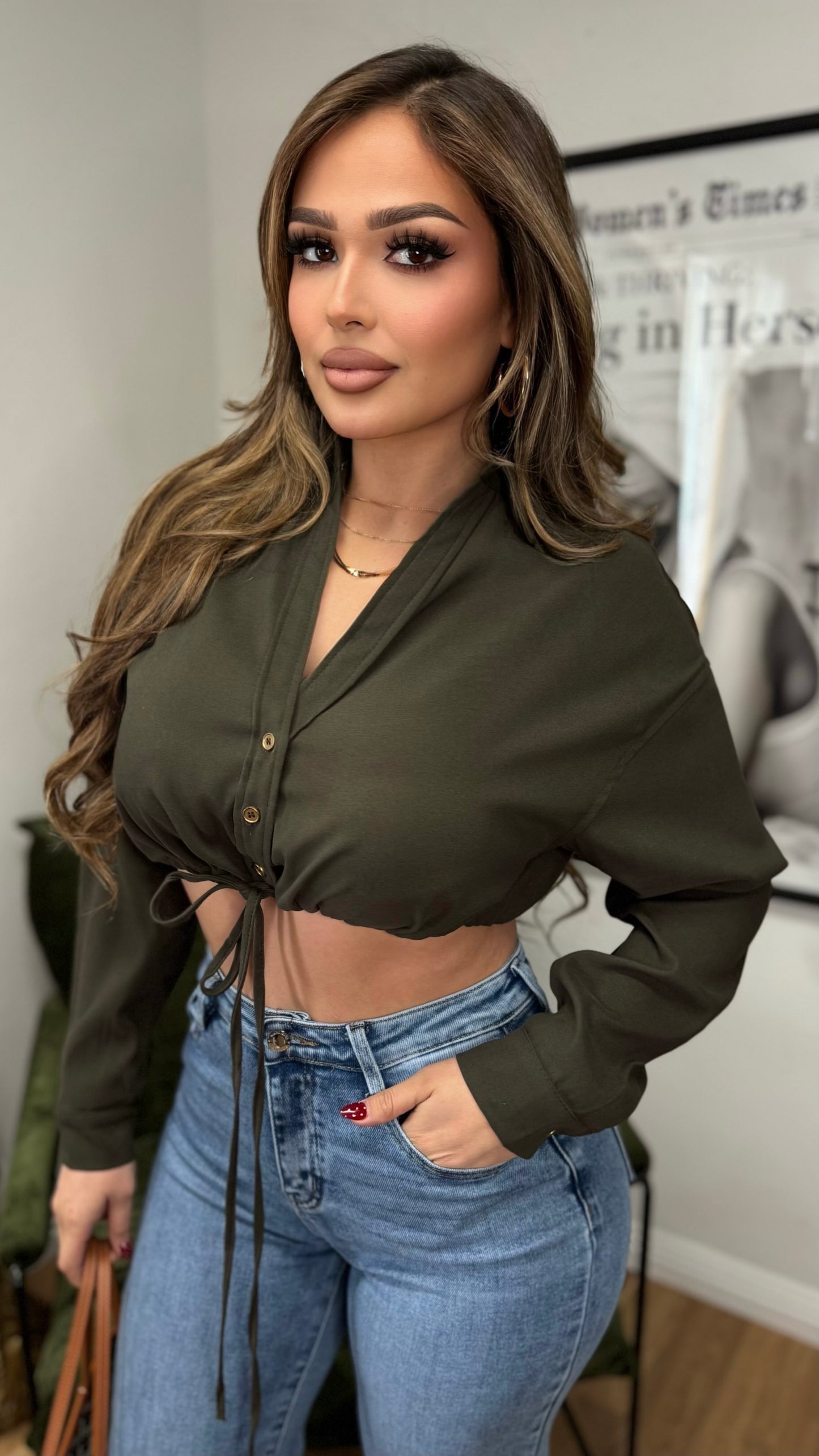 Snatched & Structured Crop Jacket (Olive)