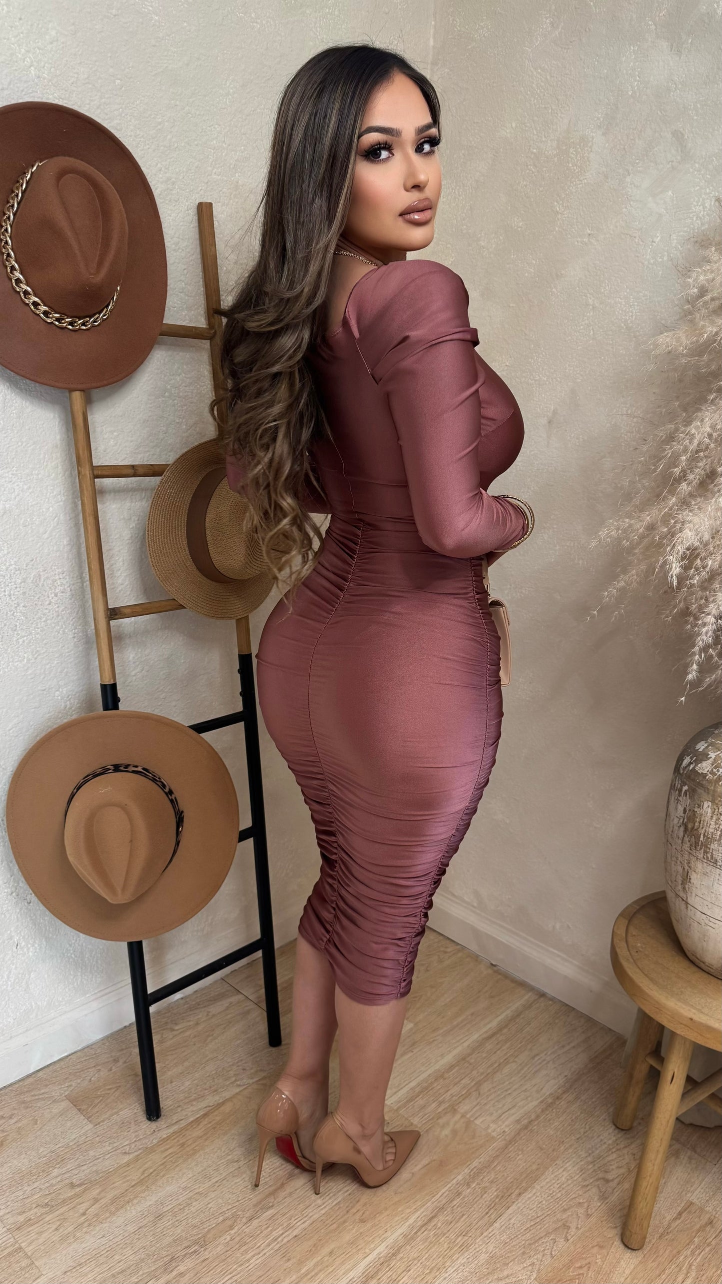 Itzel Couture Midi Dress (Mauve)