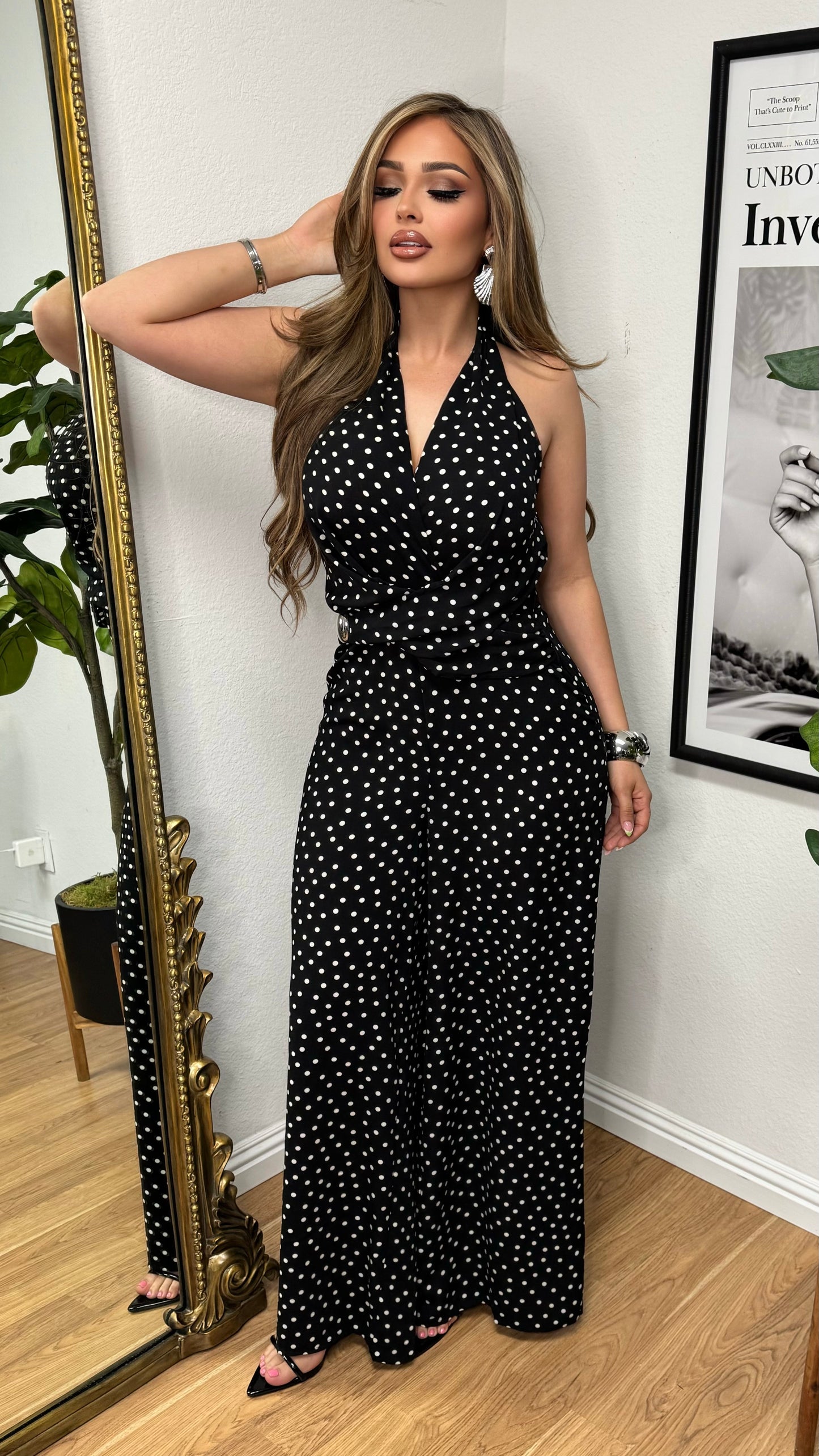 Spring Affair Polk Dot Jumper (Black)