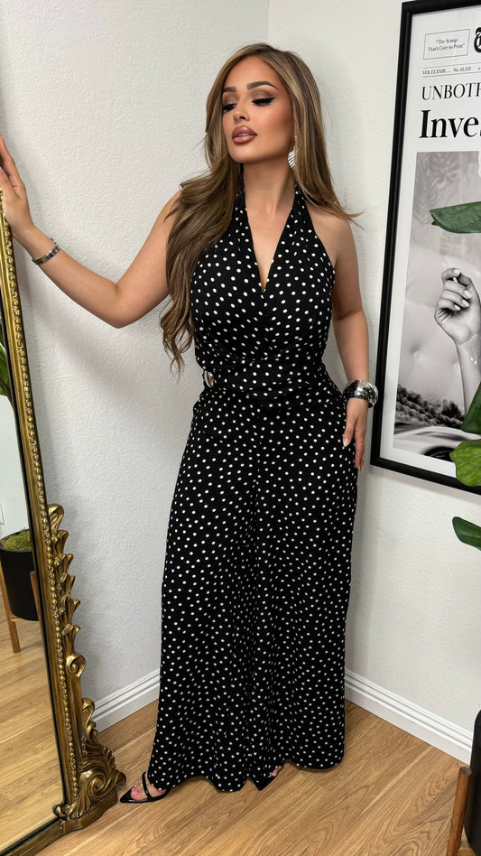 Spring Affair Polk Dot Jumper (Black)