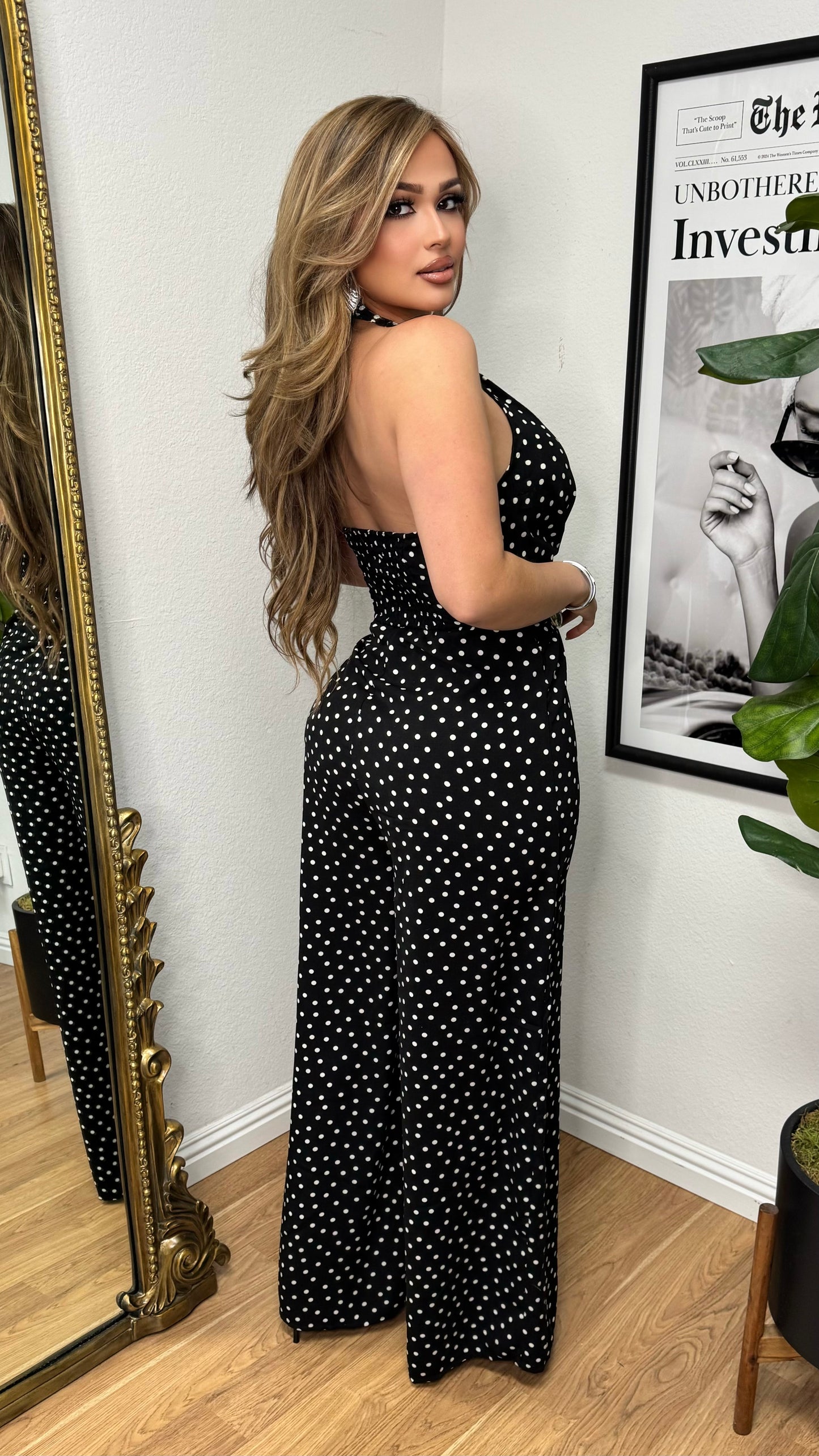 Spring Affair Polk Dot Jumper (Black)