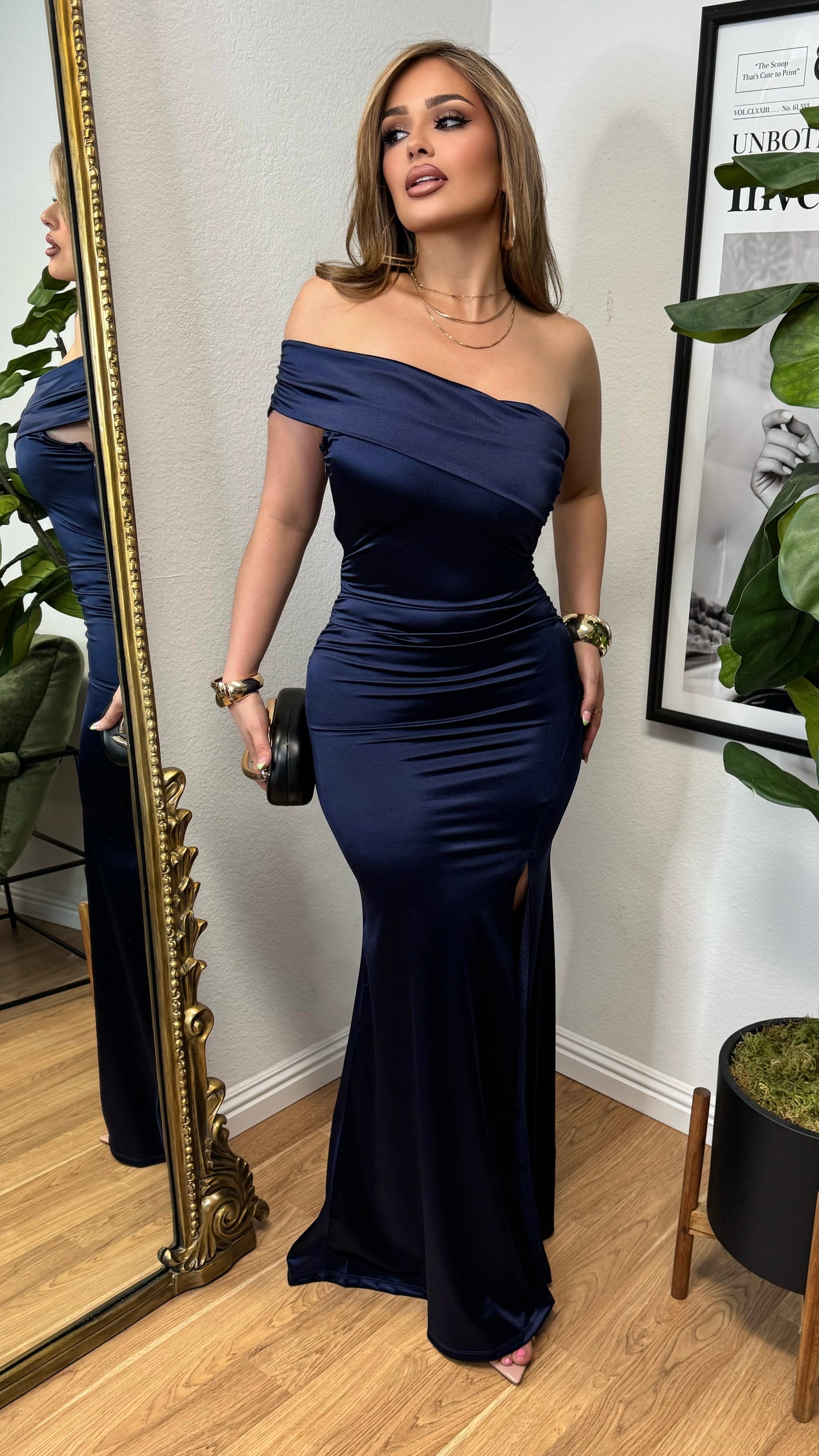 Elegancia Couture Dress (Navy)