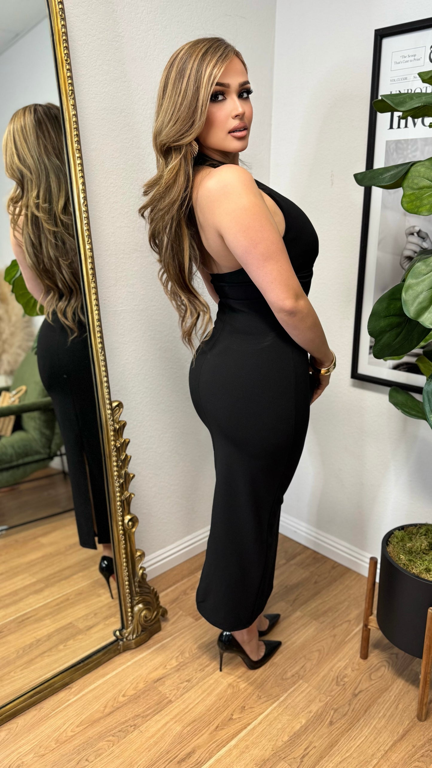 Allure Halter Dress (Black)