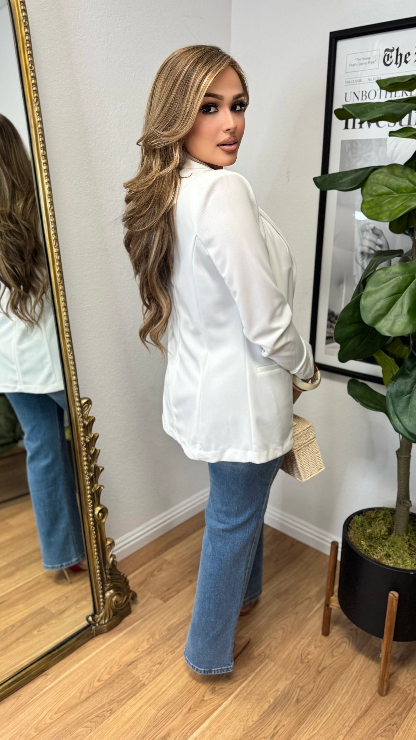 Polished Boss Babe Blazer (White)