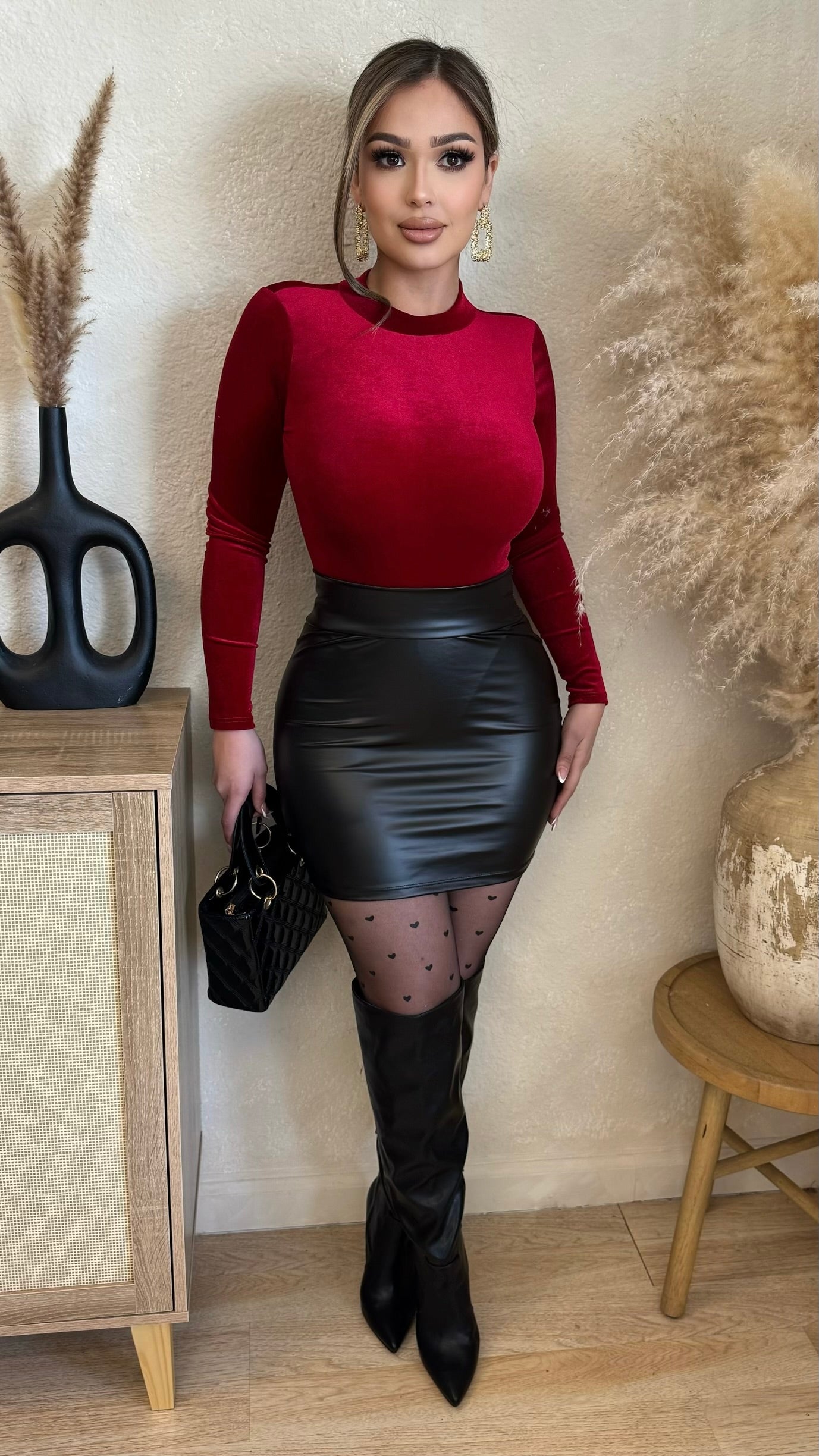 Your Affection Faux Leather Mini Skirt (Black)