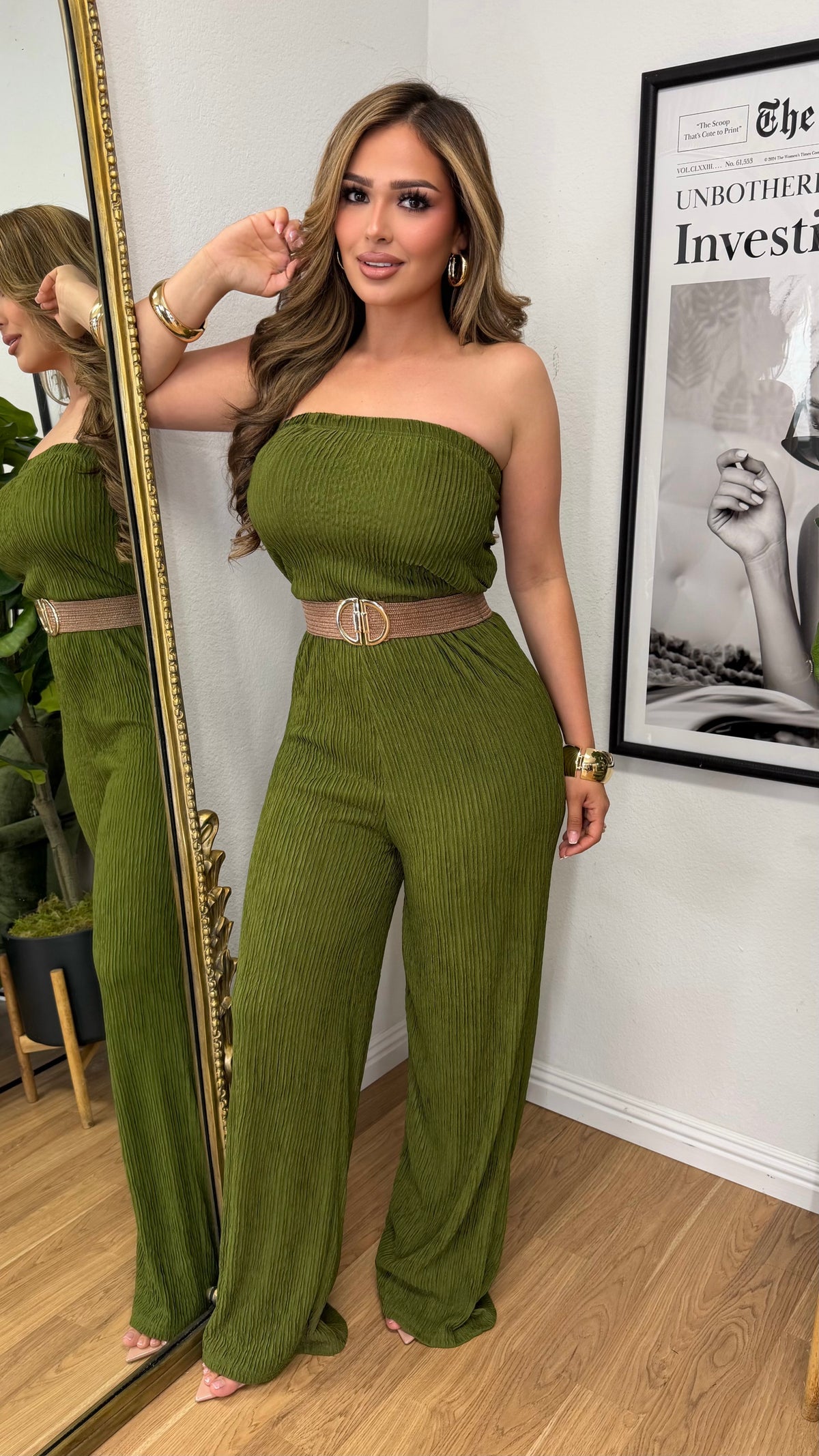 Off the Record Strapless Jumper (Olive)
