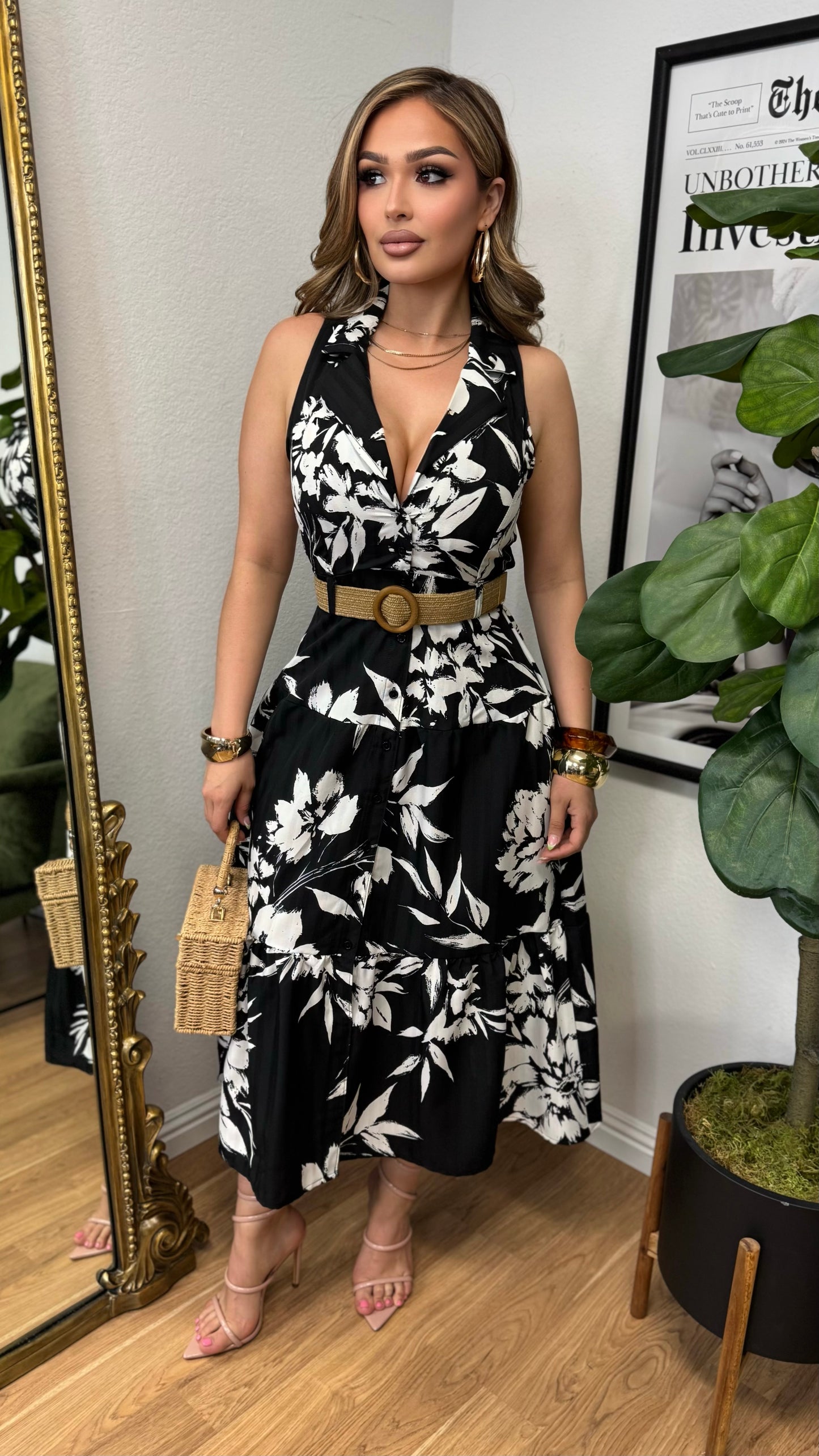 Black & Ivory Statement Maxi Dress