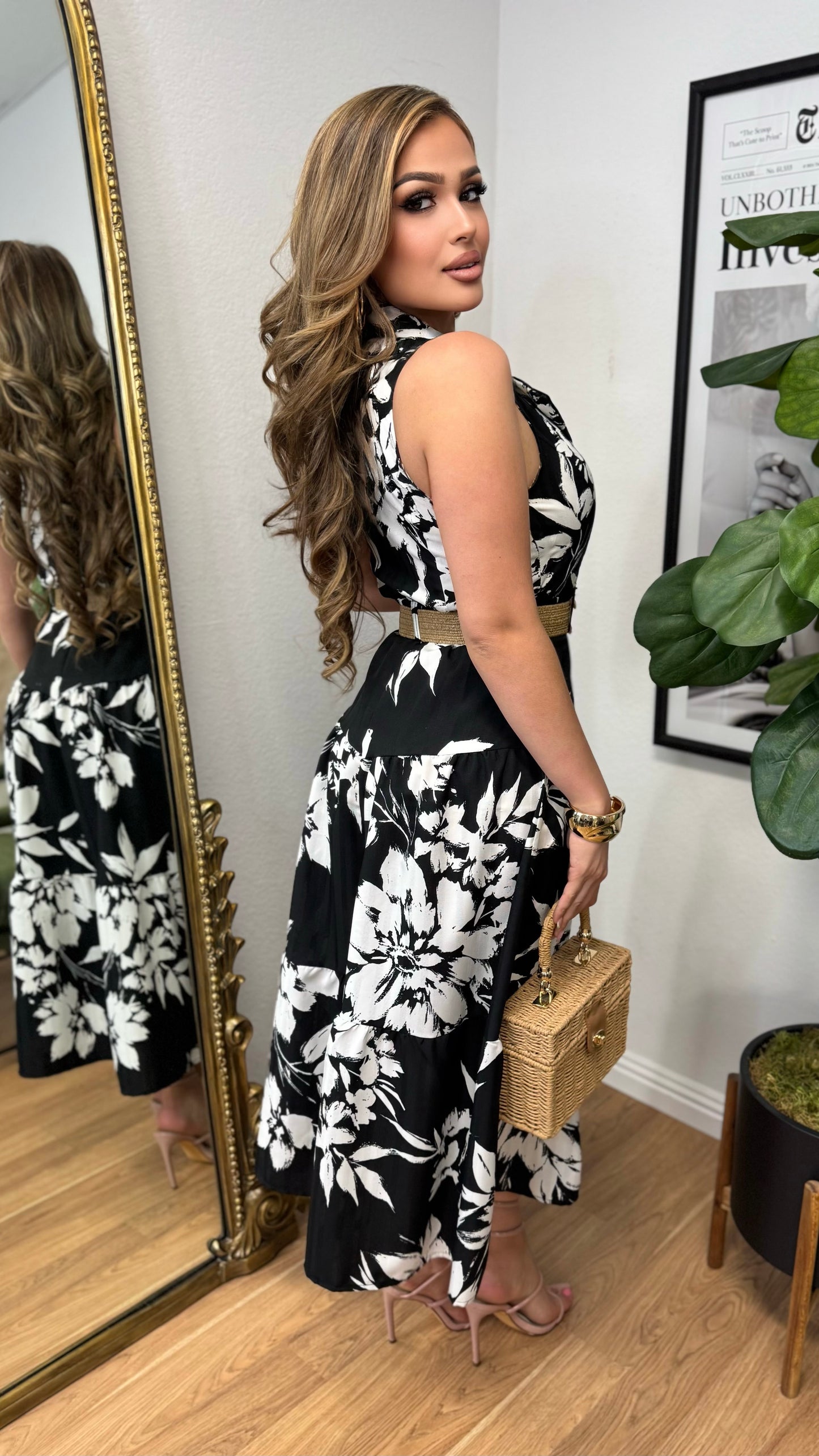 Black & Ivory Statement Maxi Dress