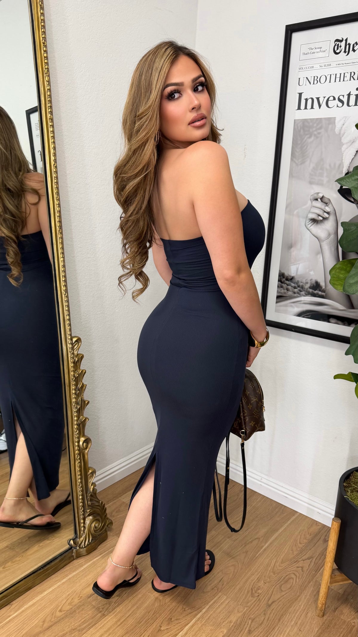 Sam Strapless Dress (Navy)