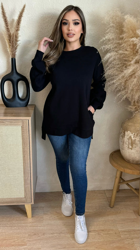 Out All Day Oversize Sweater (Black)