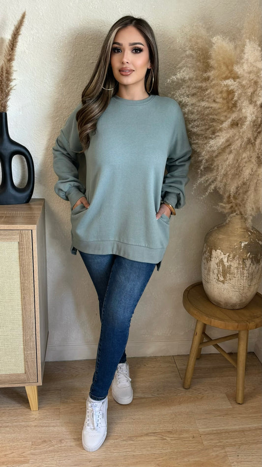 Out All Day Oversize Sweater (Teal)