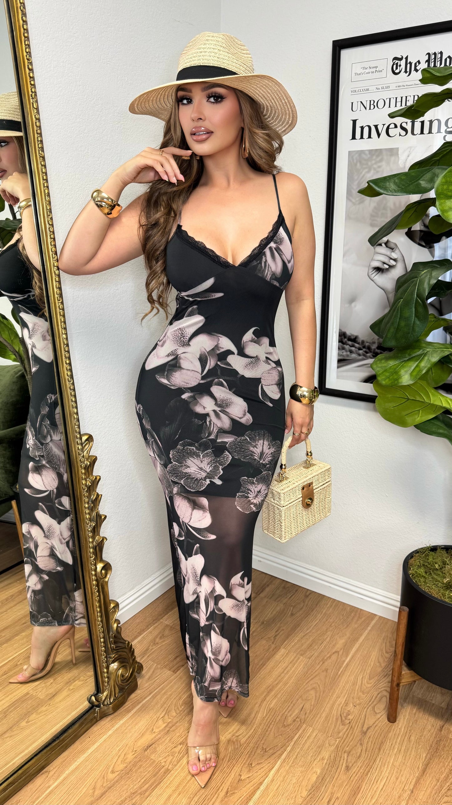 Envy Me Mesh Midi Dress (Black)