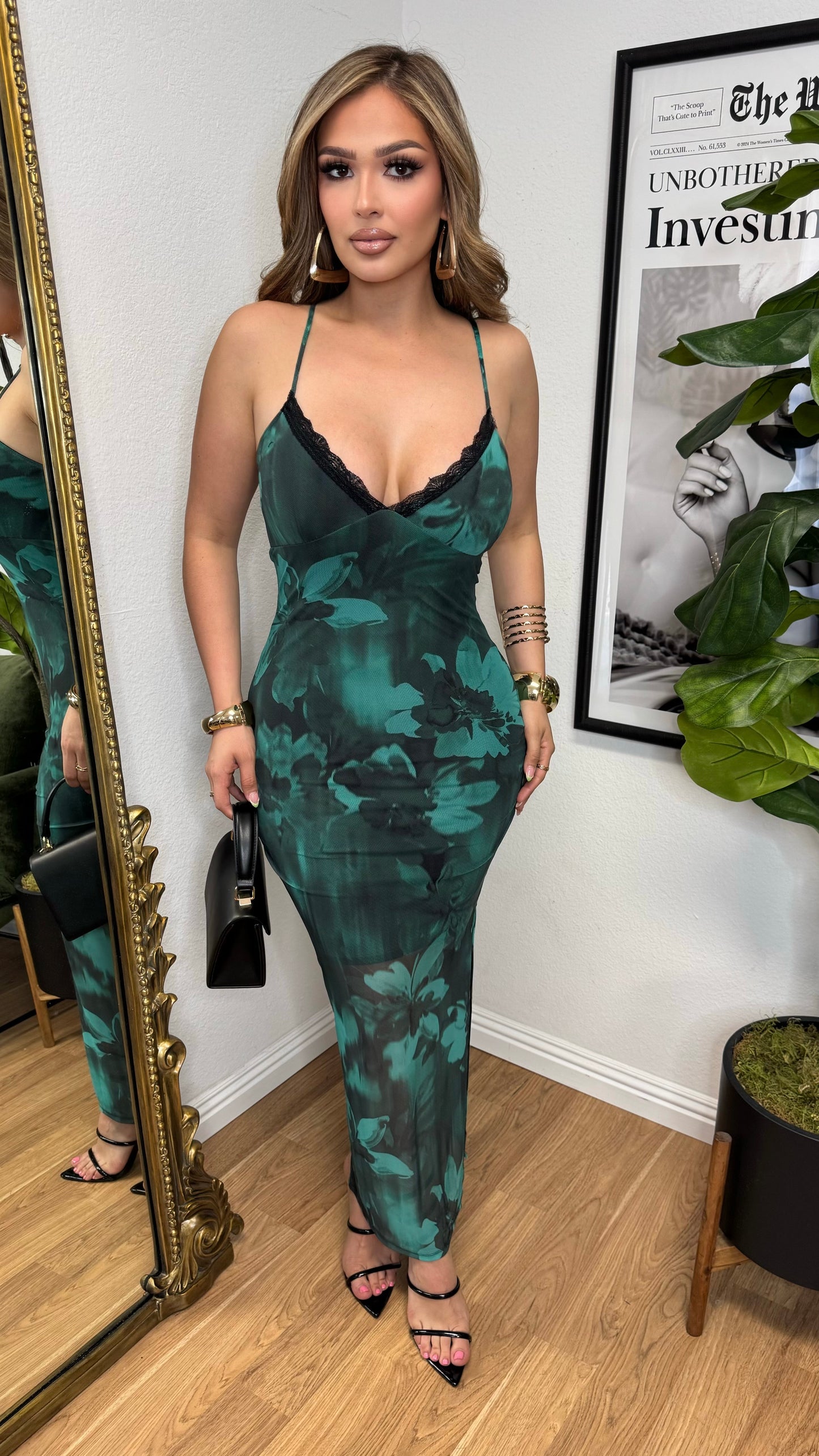 Envy Me Mesh Midi Dress (Green)