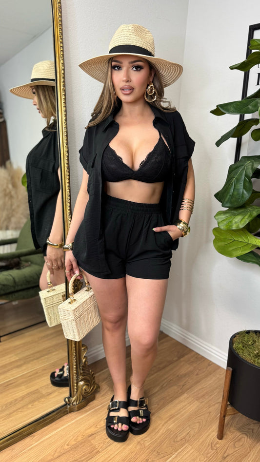 Vacay Vibes 2PC Short Set (Black)