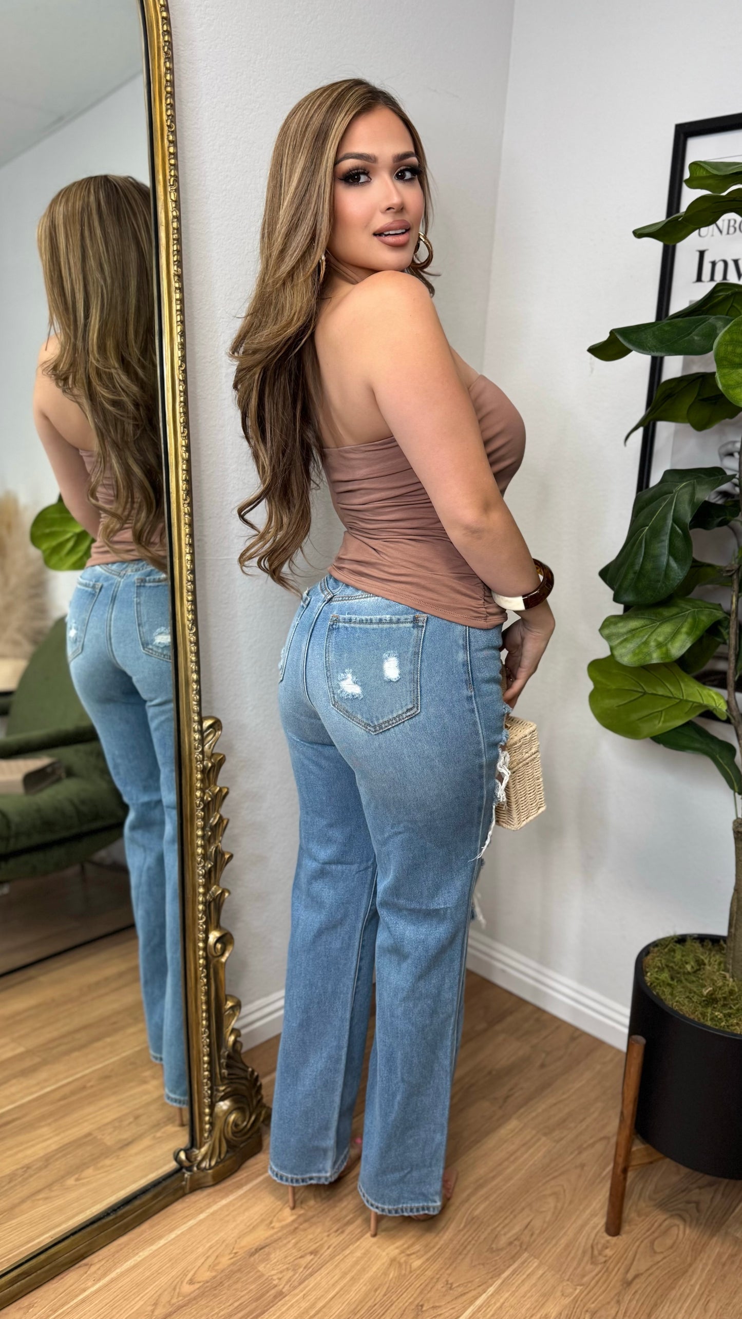 Scrunched Tube Top (Brown)