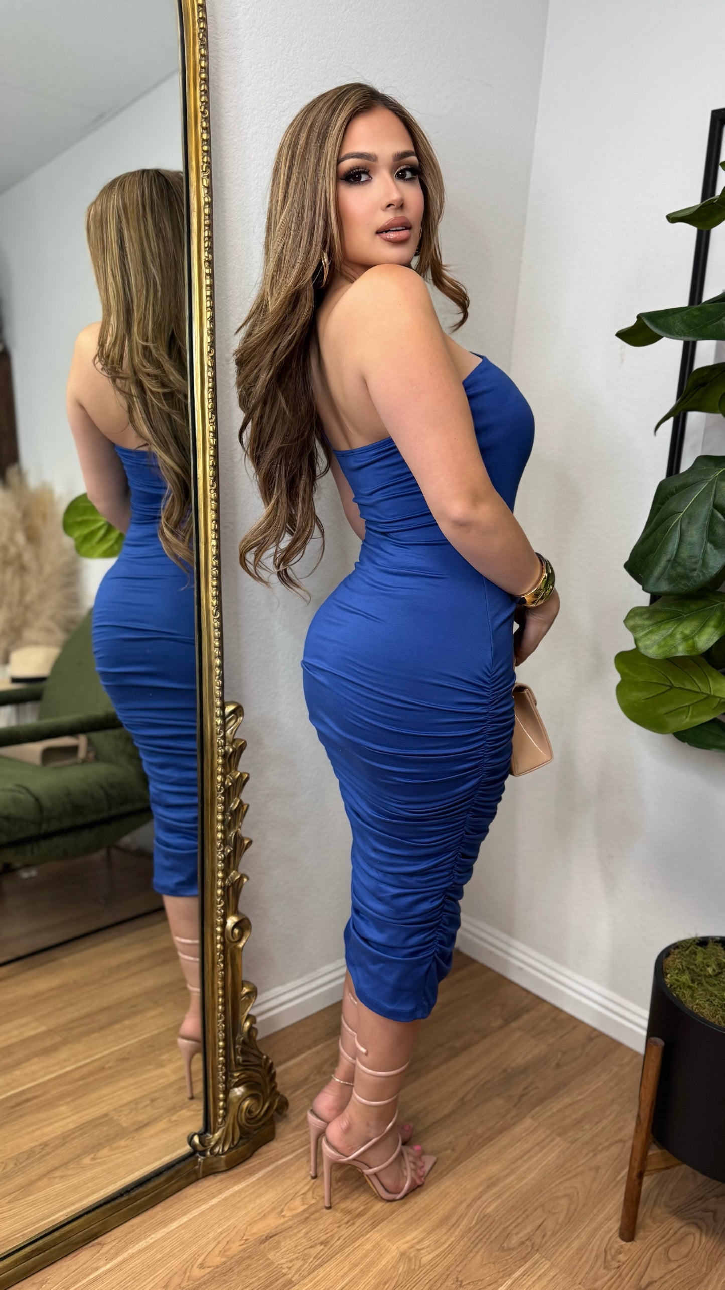 Ciarra Scrunched Dress (Royal Blue)